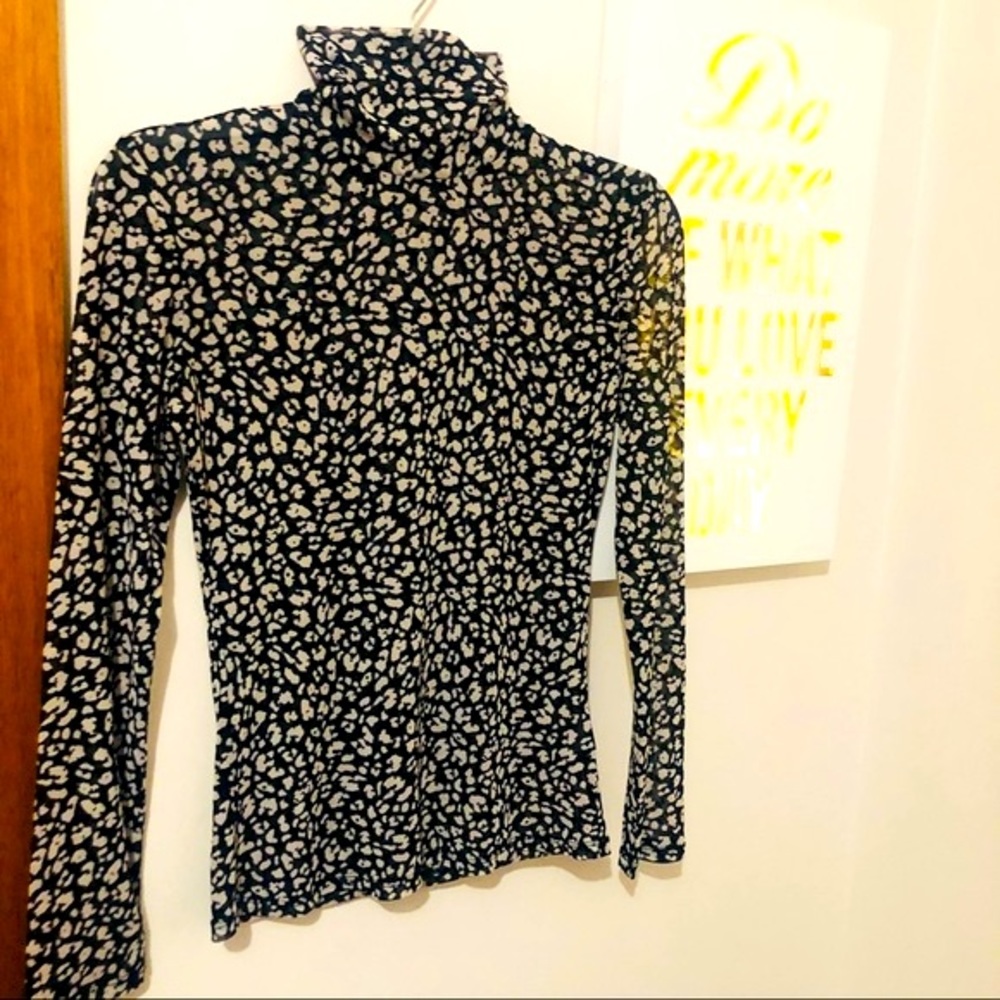 Sheer High neck long sleeve Leopard print Blouse - Sportsgirl - Size : S - Picture 2 of 5
